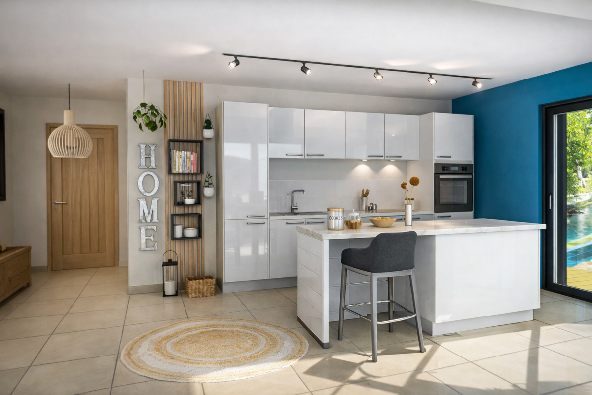 Flash blanc brillant en îlot