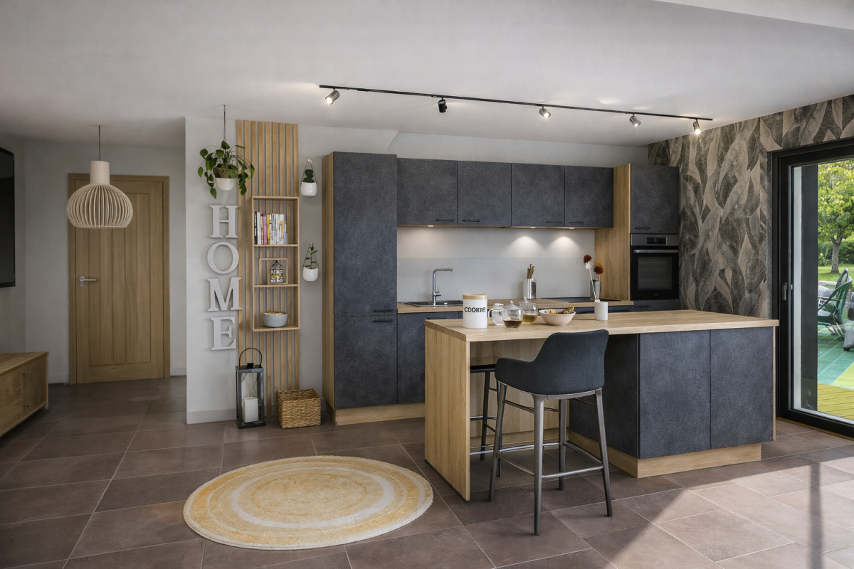 Laser béton noir en îlot