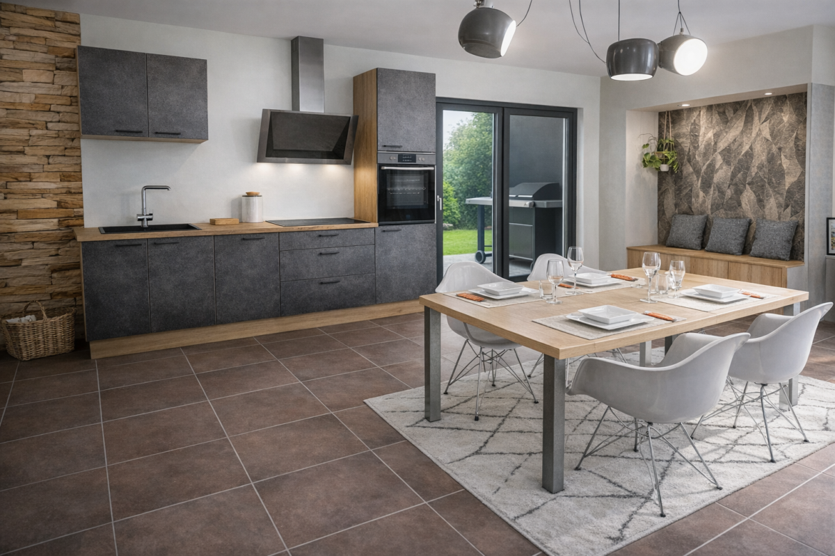 Laser béton noir linéaire